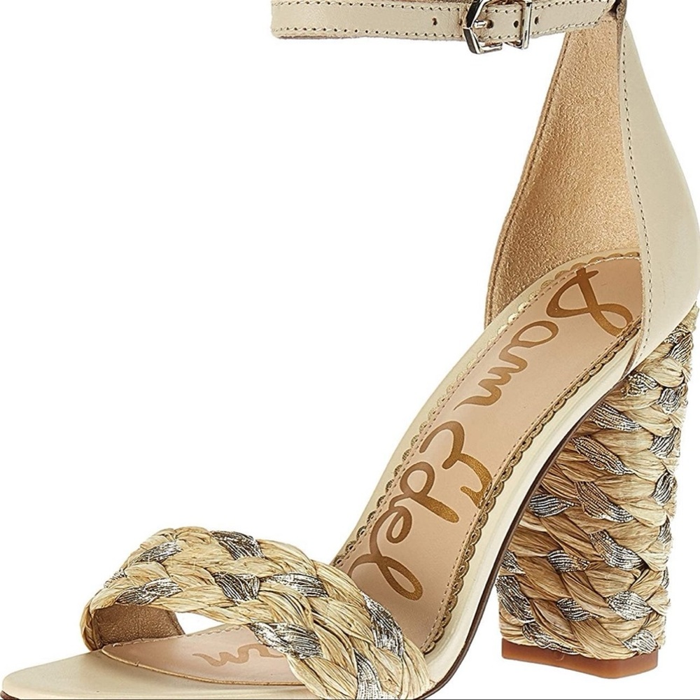 Sam Edelman Cream and Tan Woven Heels